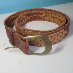 Brown Woven Vintage Leather Belt  by Randy Nichols Mens Size S Fits 28-33" Waist